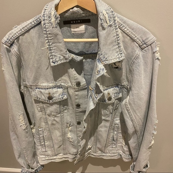 Men’s KSUBI Karma Distressed Denim Jacket - Large - New - Picture 5 of 5